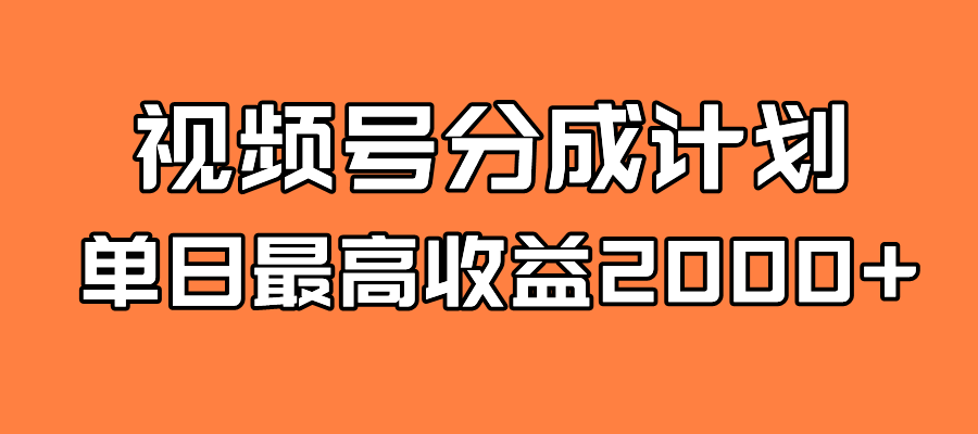 全新蓝海 视频号掘金计划 日入2000+-有道网创