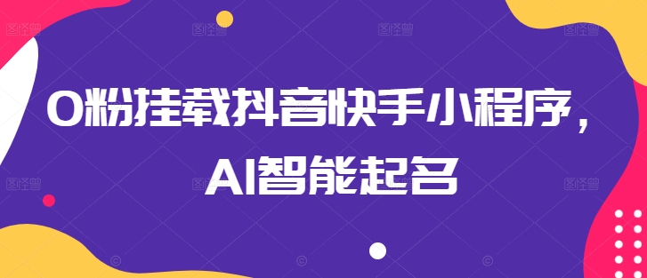 0粉挂载抖音快手小程序，AI智能起名-有道网创