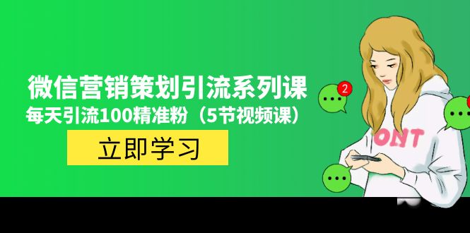 价值百万的微信营销策划引流系列课，每天引流100精准粉（5节视频课）-有道网创