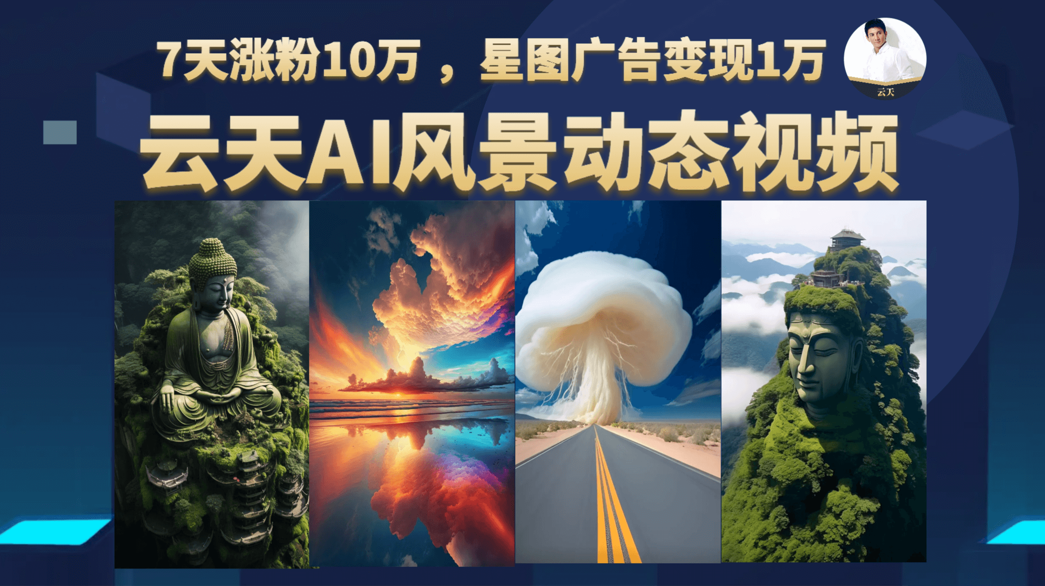 云天AI风景动图视频制作，7天涨粉10万 ，星图广告变现1万-有道网创