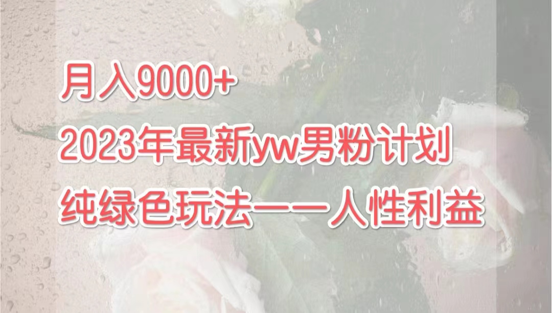 月入9000+2023年9月最新yw男粉计划绿色玩法——人性之利益-有道网创