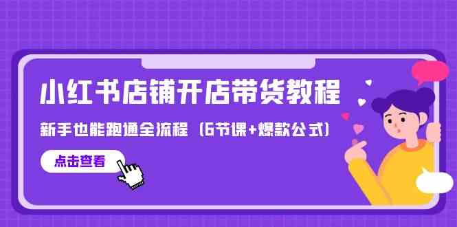 （9883期）最新小红书店铺开店带货教程，新手也能跑通全流程（6节课+爆款公式）-有道网创