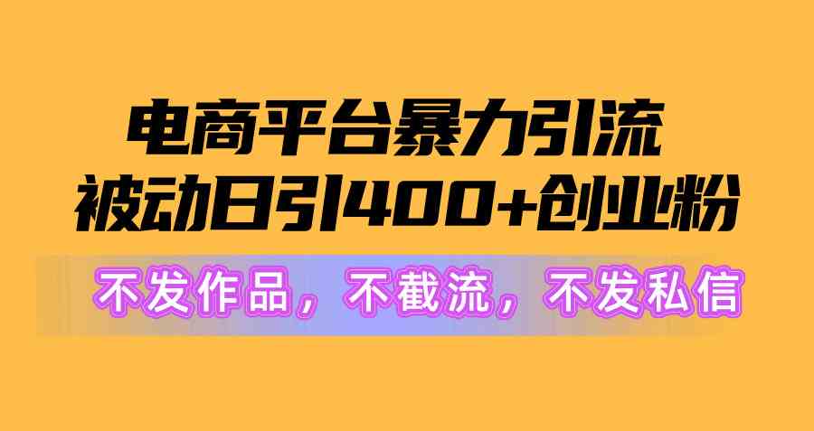 （10168期）电商平台暴力引流,被动日引400+创业粉不发作品，不截流，不发私信-有道网创