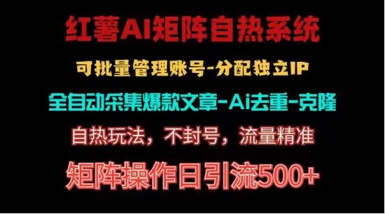 红薯矩阵自热系统，独家不死号引流玩法！矩阵操作日引流500+-有道网创