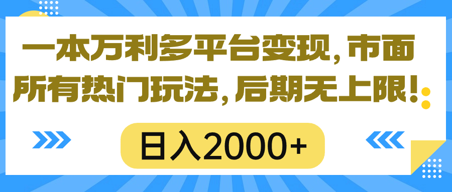 （10311期）一本万利多平台变现，市面所有热门玩法，日入2000+，后期无上限！-有道网创