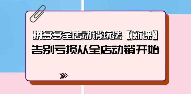 （9974期）拼多多全店动销玩法【新课】，告别亏损从全店动销开始（4节视频课）-有道网创