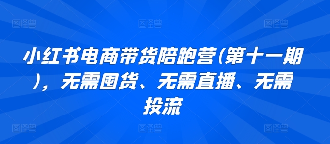 小红书电商带货陪跑营(第十一期)，无需囤货、无需直播、无需投流-有道网创