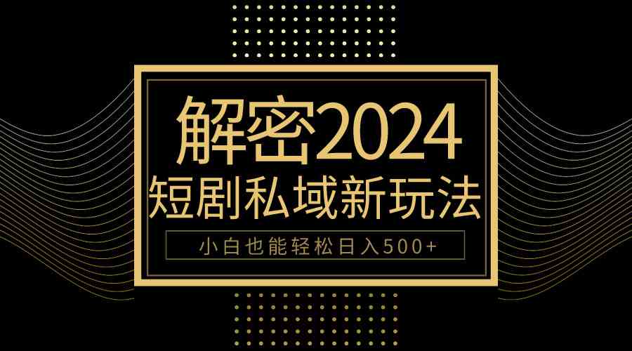 （9951期）10分钟教会你2024玩转短剧私域变现，小白也能轻松日入500+-有道网创