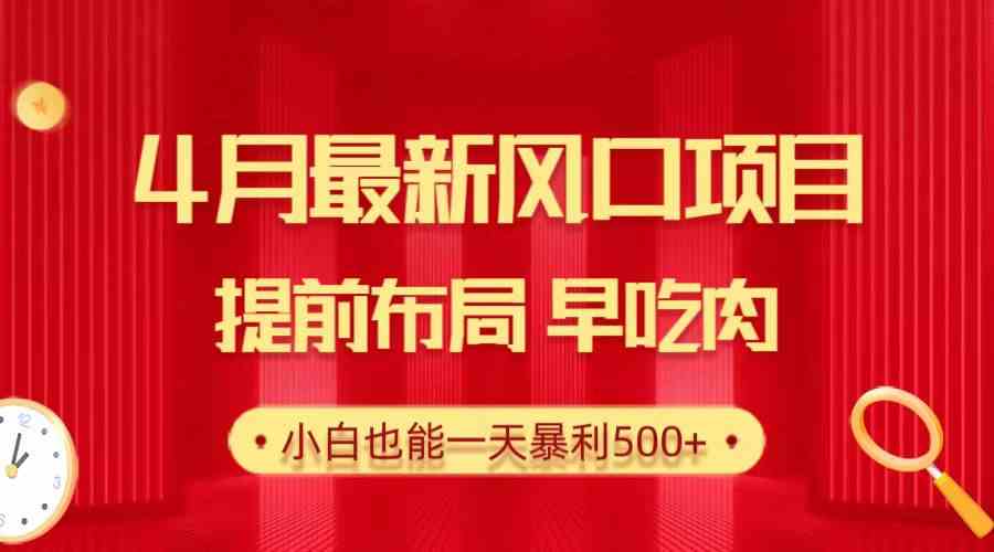 （10137期）28.4月最新风口项目，提前布局早吃肉，小白也能一天暴利500+-有道网创