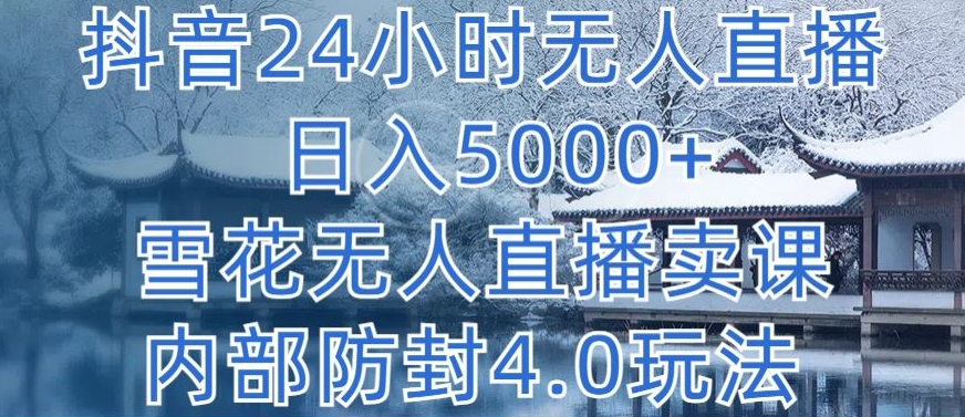 抖音24小时无人直播 日入5000+，雪花无人直播卖课，内部防封4.0玩法-有道网创