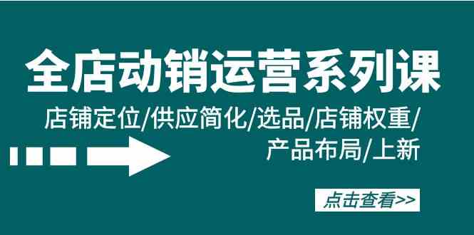 （9845期）全店·动销运营系列课：店铺定位/供应简化/选品/店铺权重/产品布局/上新-有道网创