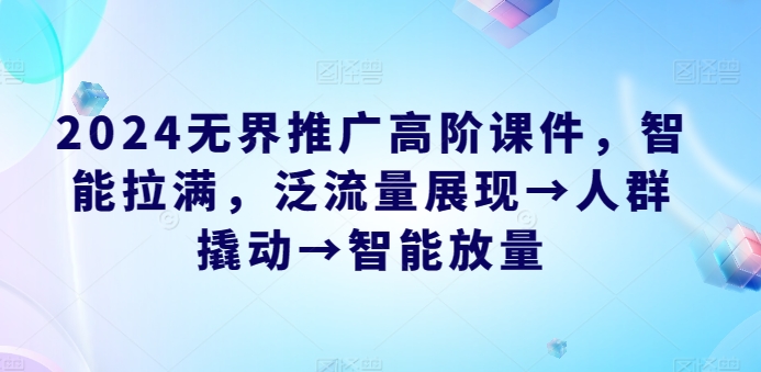 2024无界推广高阶课件，智能拉满，泛流量展现→人群撬动→智能放量-有道网创