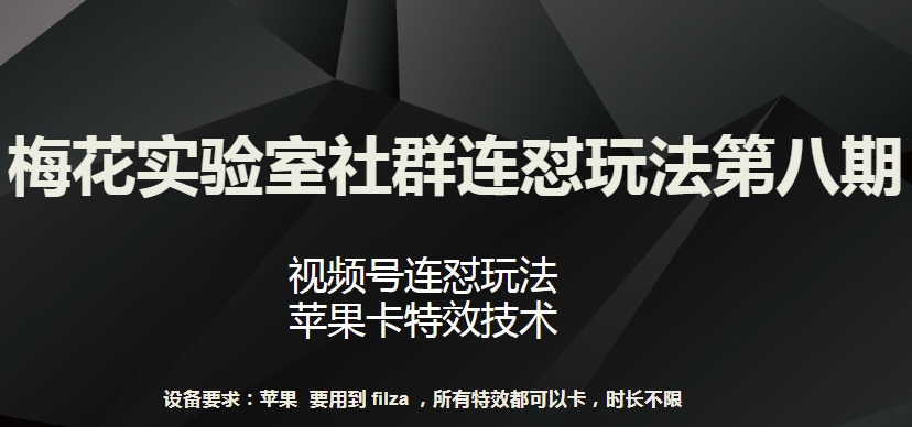 梅花实验室社群连怼玩法第八期，视频号连怼玩法 苹果卡特效技术-有道网创