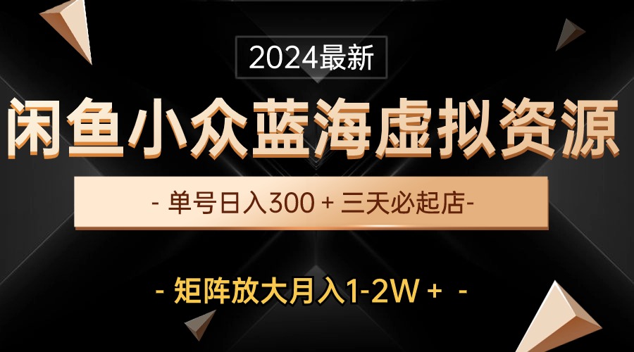 （10336期）最新闲鱼小众蓝海虚拟资源，单号日入300＋，三天必起店，矩阵放大月入1-2W-有道网创