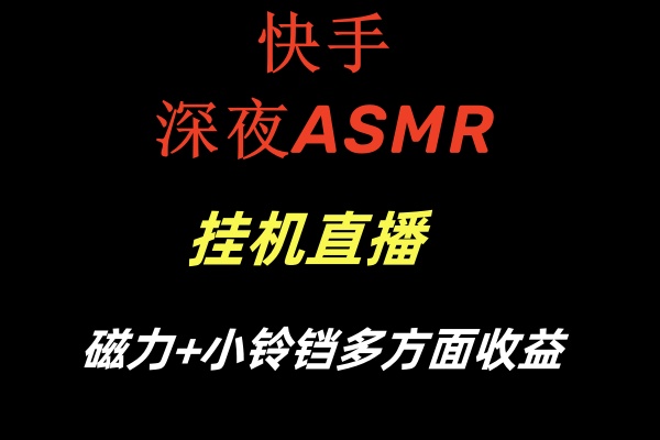 快手深夜ASMR挂机直播磁力+小铃铛多方面收益-有道网创