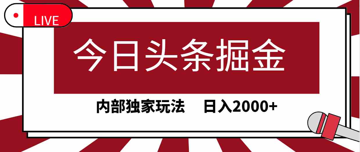 （9832期）今日头条掘金，30秒一篇文章，内部独家玩法，日入2000+-有道网创