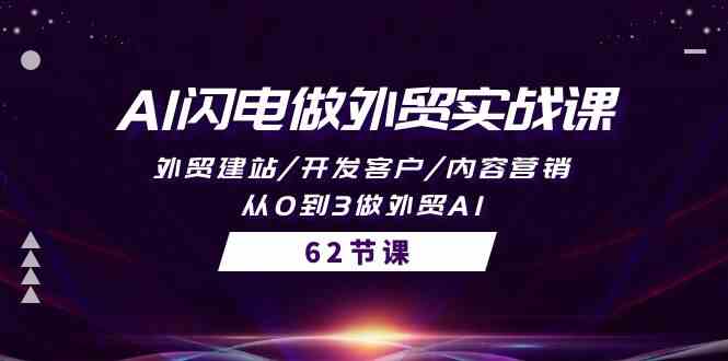 AI闪电做外贸实战课，外贸建站/开发客户/内容营销/从0到3做外贸AI（61节）-有道网创