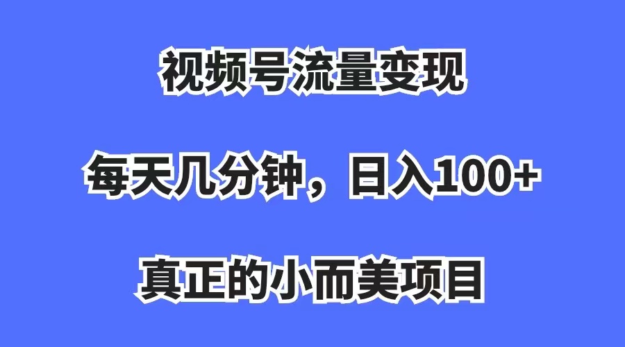 视频号流量变现，每天几分钟，收入100+，真正的小而美项目-有道网创