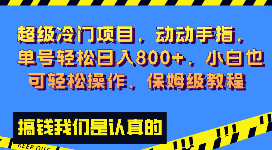 超级冷门项目,动动手指，单号轻松日入800+，小白也可轻松操作，保姆级教程-有道网创