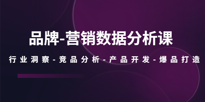 品牌-营销数据分析课，行业洞察-竞品分析-产品开发-爆品打造-有道网创