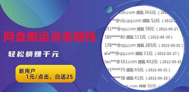 无脑搬运网盘项目，1元1次点击，每天30分钟打造躺赚管道，收益无上限￼-有道网创