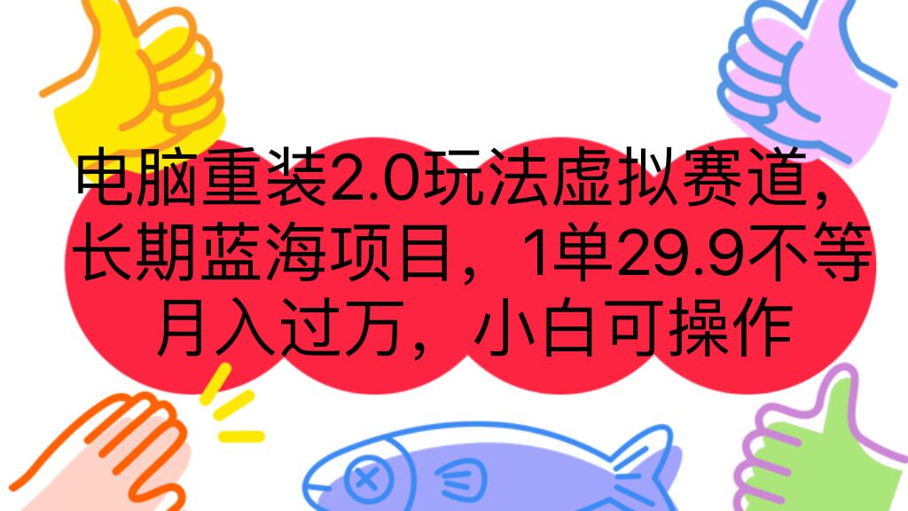 电脑重装2.0玩法虚拟赛道，长期蓝海项目 一单29.9不等 月入过万 小白可操作-有道网创