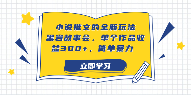 小说推文的全新玩法，黑岩故事会，单个作品收益300+，简单暴力-有道网创