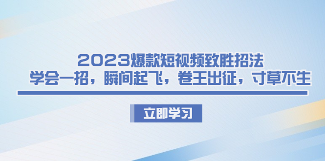 2023爆款短视频致胜招法，学会一招，瞬间起飞，卷王出征，寸草不生-有道网创