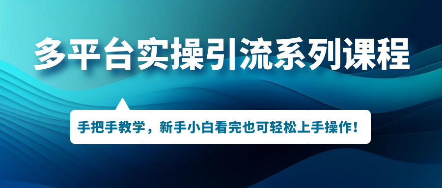 多平台实操引流系列课程，手把手教学，新手小白看完也可轻松上手引流操作！-有道网创