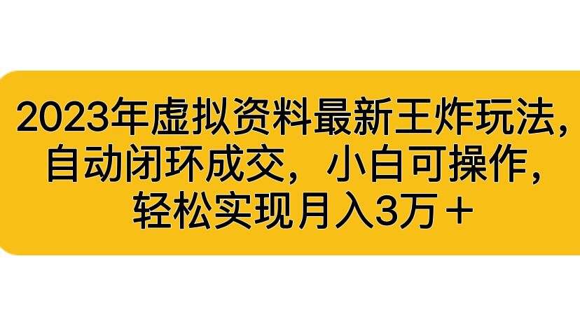 2023年虚拟资料最新王炸玩法，自动闭环成交，小白可操作，轻松实现月入3…-有道网创