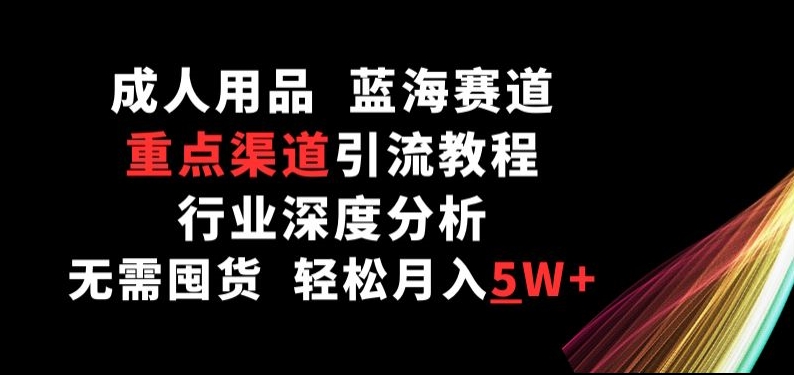 成人用品，蓝海赛道，重点渠道引流教程，行业深度分析，无需囤货，轻松月入5W+-有道网创