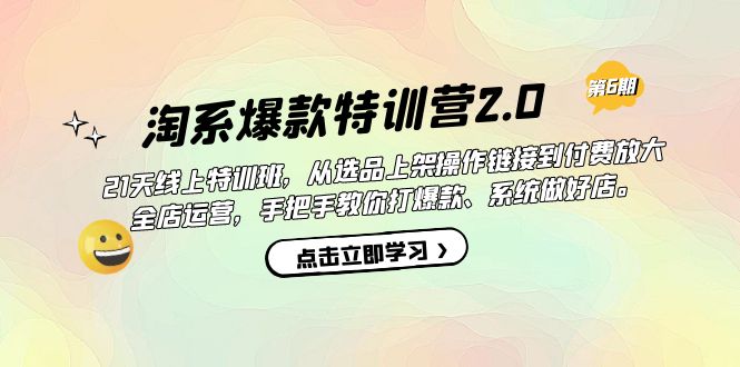 淘系爆款特训营2.0【第六期】从选品上架到付费放大 全店运营 打爆款 做好店-有道网创