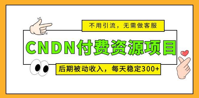 CNDN付费资源项目，不用引流，无需做客服，后期被动收入，每天稳定300+-有道网创