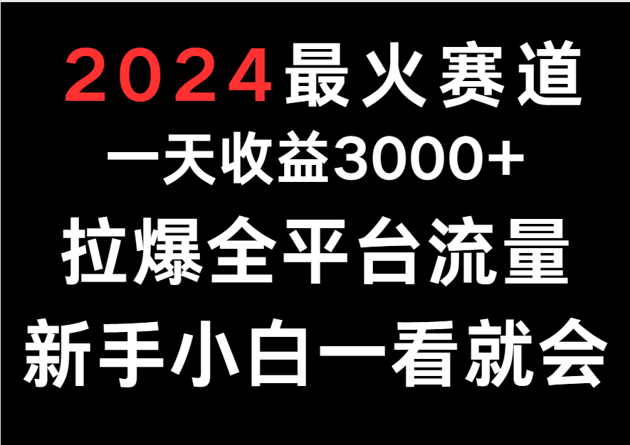 2024最火赛道，一天收一3000+.拉爆全平台流量，新手小白一看就会-有道网创