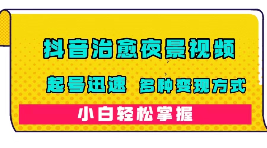 抖音治愈系夜景视频，起号迅速，多种变现方式，小白轻松掌握（附120G素材）-有道网创