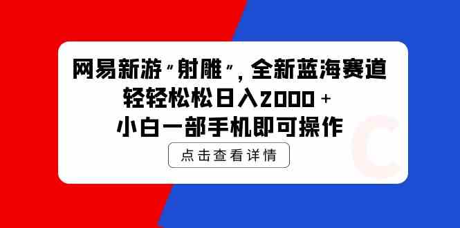 （9936期）网易新游 射雕 全新蓝海赛道，轻松日入2000＋小白一部手机即可操作-有道网创