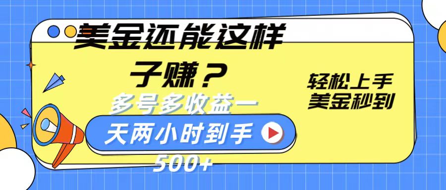 美金还能这样子赚？轻松上手，美金秒到账 多号多收益，一天 两小时，到手500+-有道网创