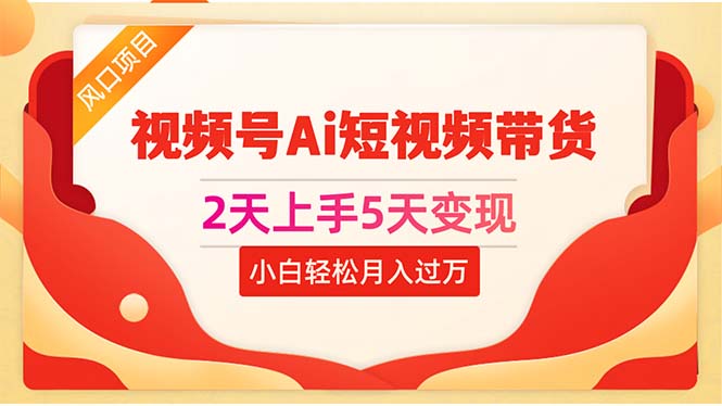 （10807期）2天上手5天变现视频号Ai短视频带货0粉丝0基础小白轻松月入过万-有道网创