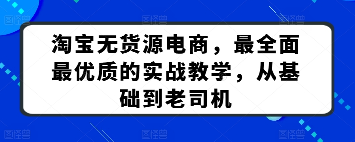 淘宝无货源电商，最全面最优质的实战教学，从基础到老司机-有道网创