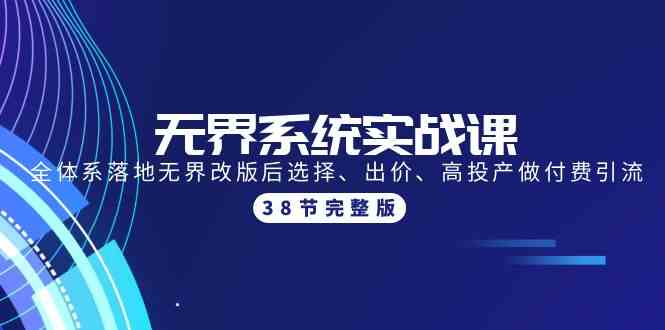 （9992期）无界系统实战课：全体系落地无界改版后选择、出价、高投产做付费引流-38节-有道网创