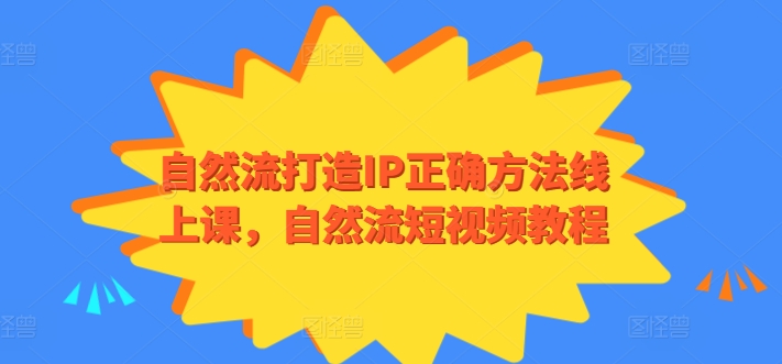 自然流打造IP正确方法线上课，自然流短视频教程-有道网创