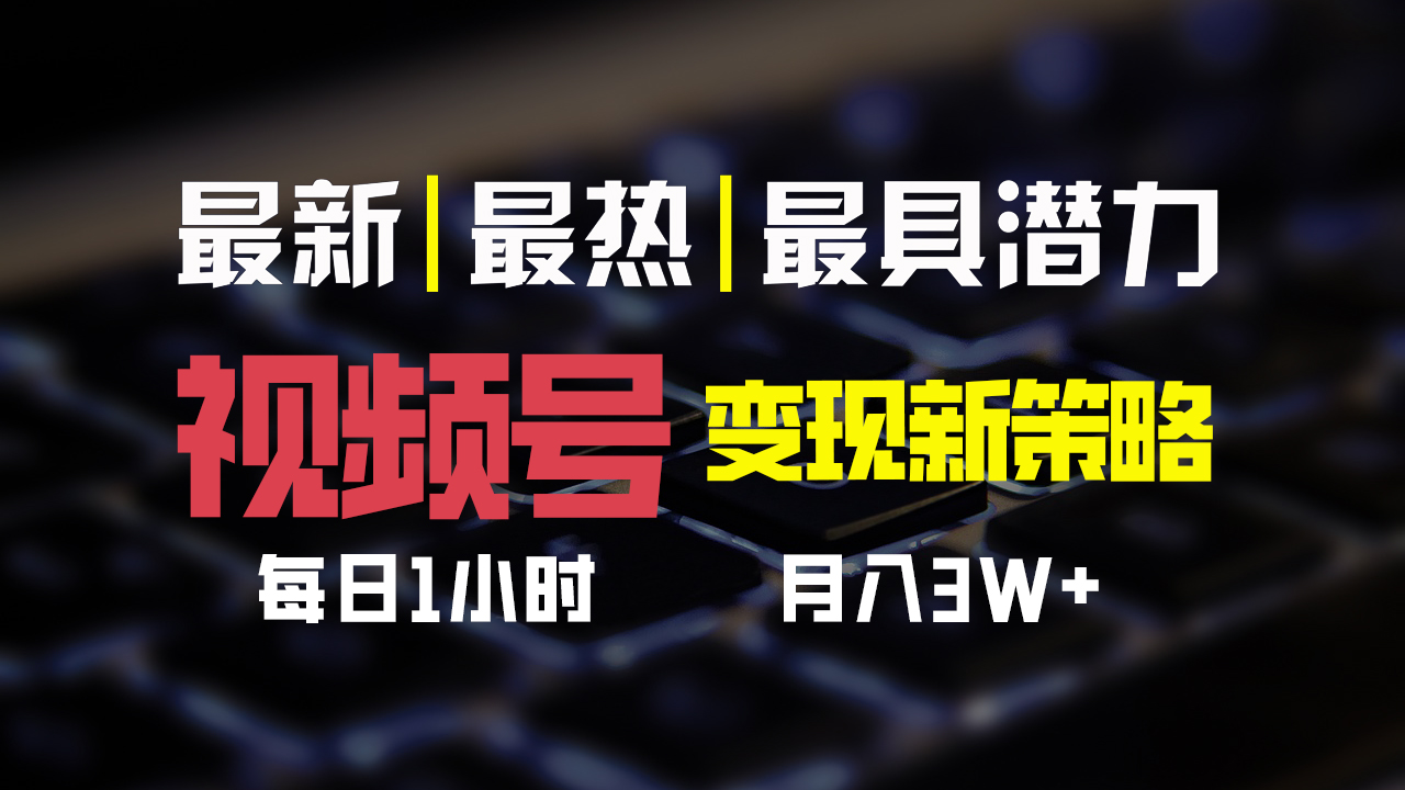 视频号变现新策略，每日一小时月入30000+-有道网创