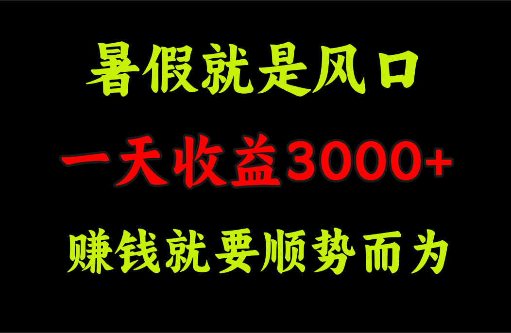 一天收益3000+ 赚钱就是顺势而为，暑假就是风口-有道网创