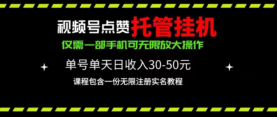 （10644期）视频号点赞托管挂机，单号单天利润30~50，一部手机无限放大（附带无限…-有道网创