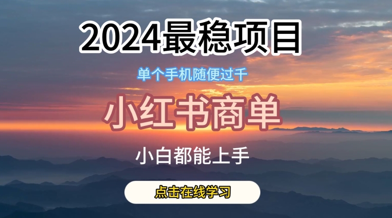 2024最稳蓝海项目，小红书商单项目，没有之一-有道网创