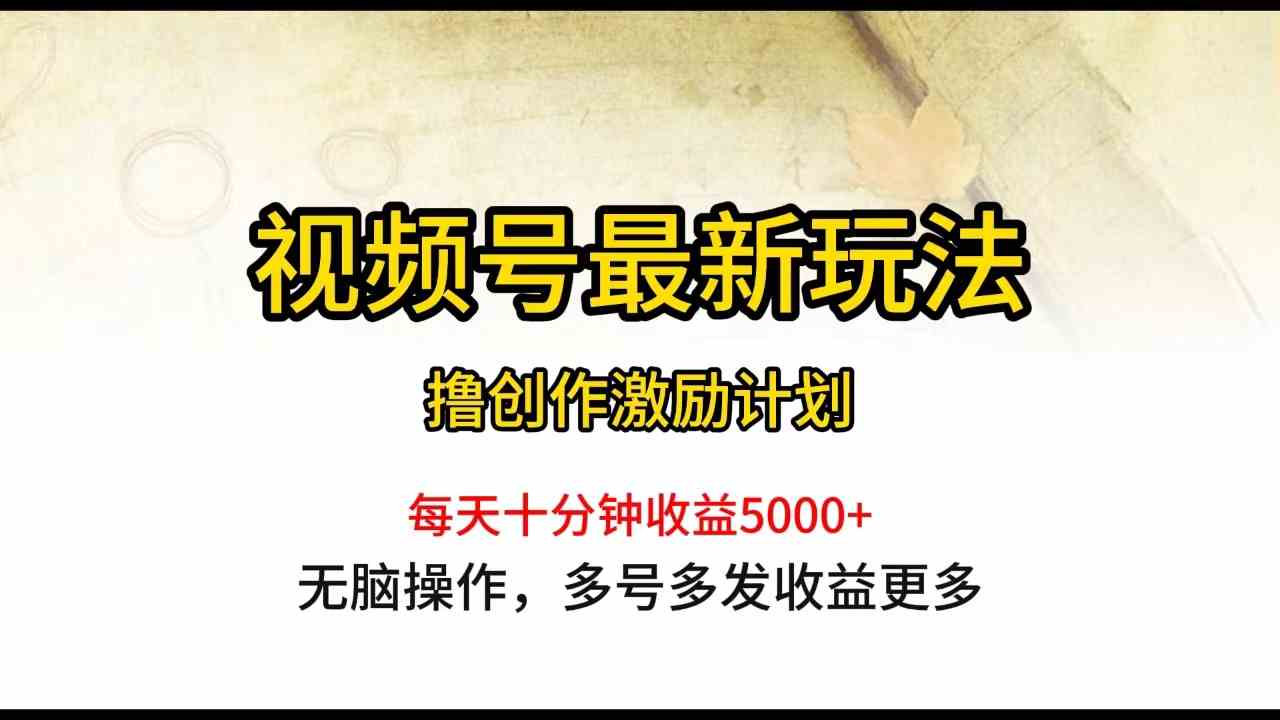 （10087期）视频号最新玩法，每日一小时月入5000+-有道网创