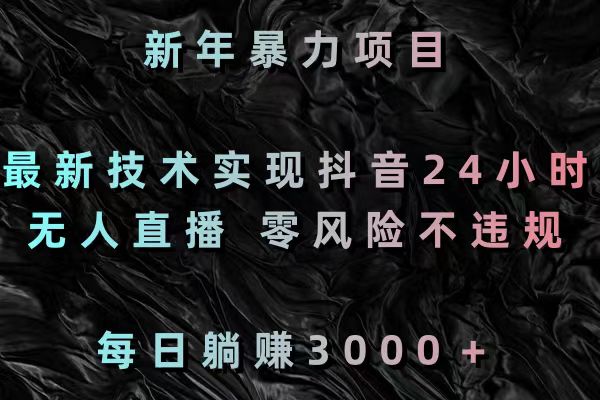 新年暴力项目，最新技术实现抖音24小时无人直播 零风险不违规 每日躺赚3000-有道网创