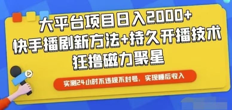 （10694期）快手24小时无人直播，真正实现睡后收益-有道网创