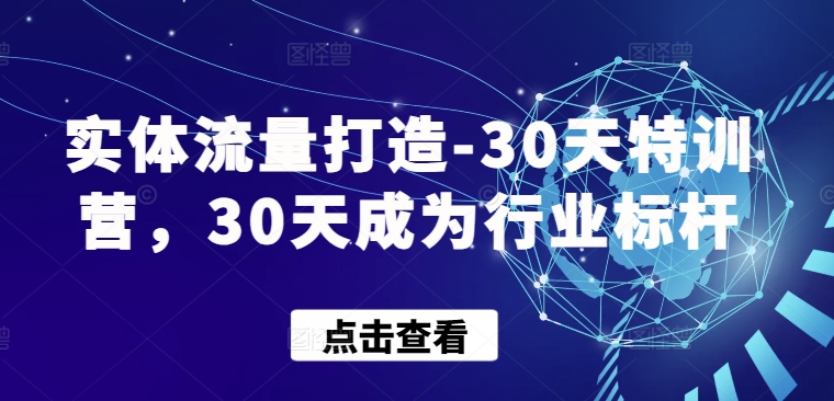 实体流量打造-30天特训营，30天成为行业标杆-有道网创