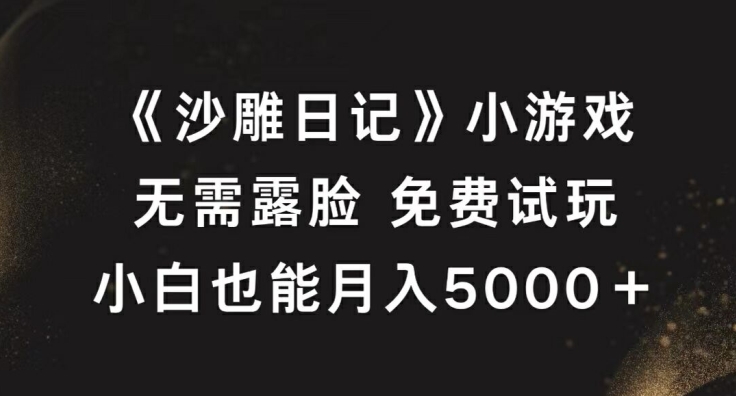 《沙雕日记》小游戏，无需露脸免费试玩，小白也能月入5000+【揭秘】-有道网创